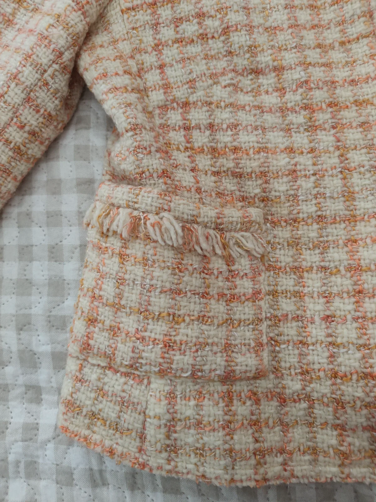 Chaqueta tweed estilo Chanel colores pastel, talla M 4