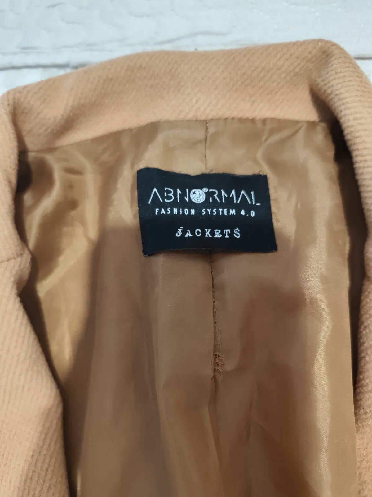 Elegante abrigo recto con forro camel, talla XL 4