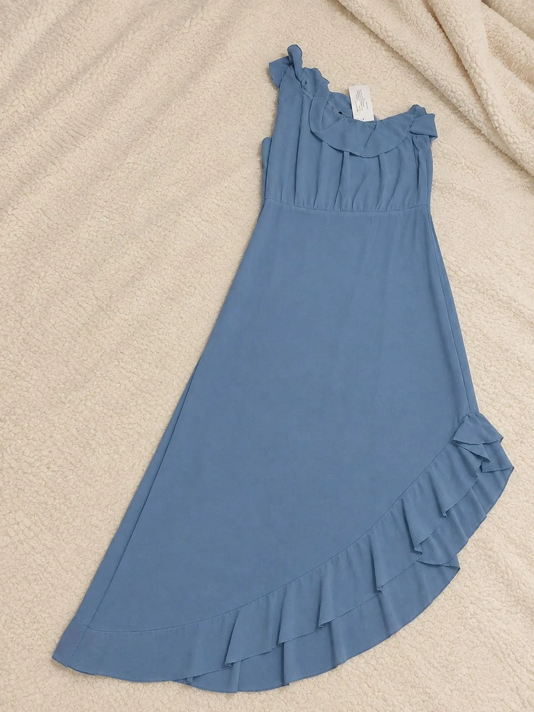 Elegante vestido asimétrico con volantes, talla XL 1