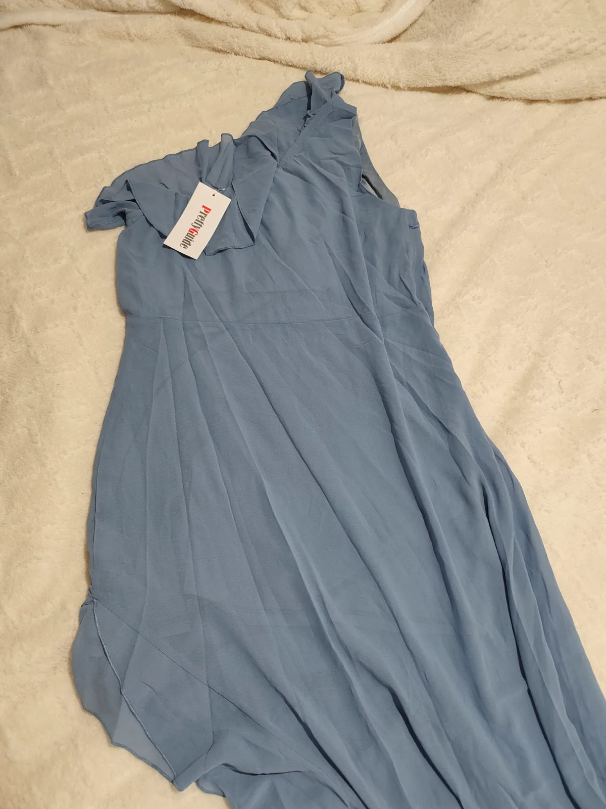 Elegante vestido asimétrico con volantes, talla XL 3