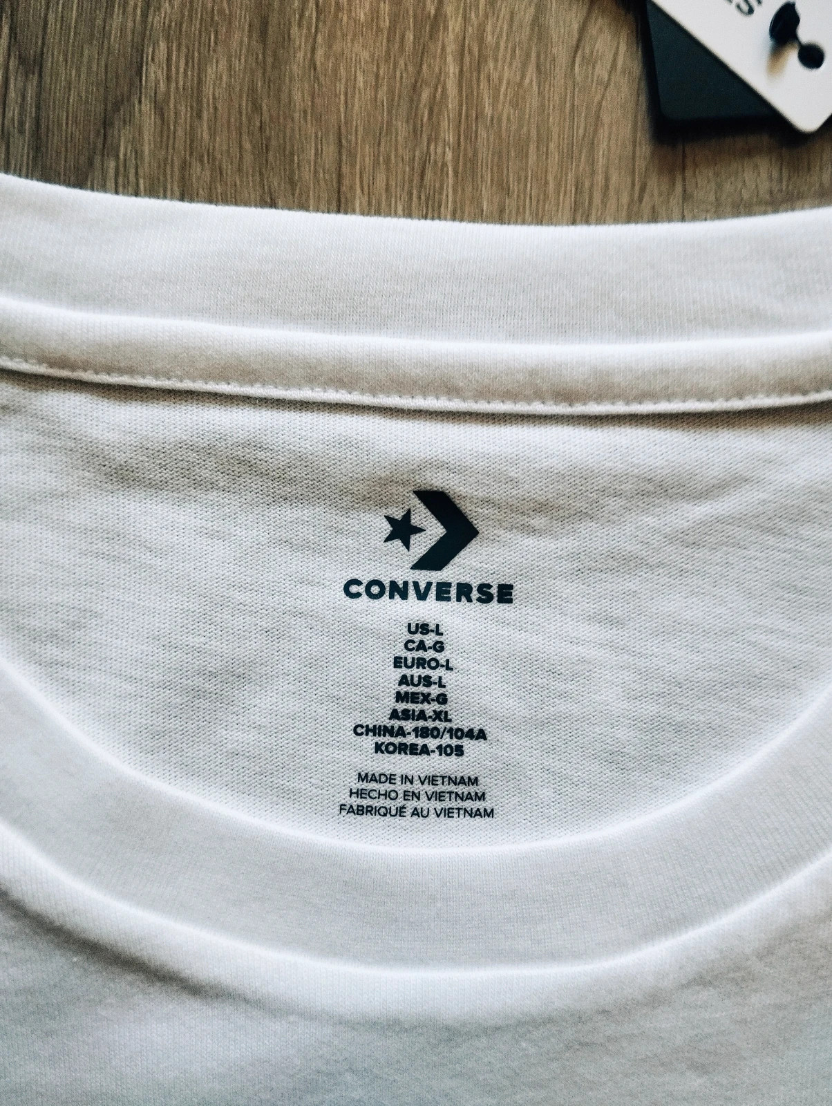 Converse white t-shirt with black star graphic and 'Converse All Star' text, size L 2