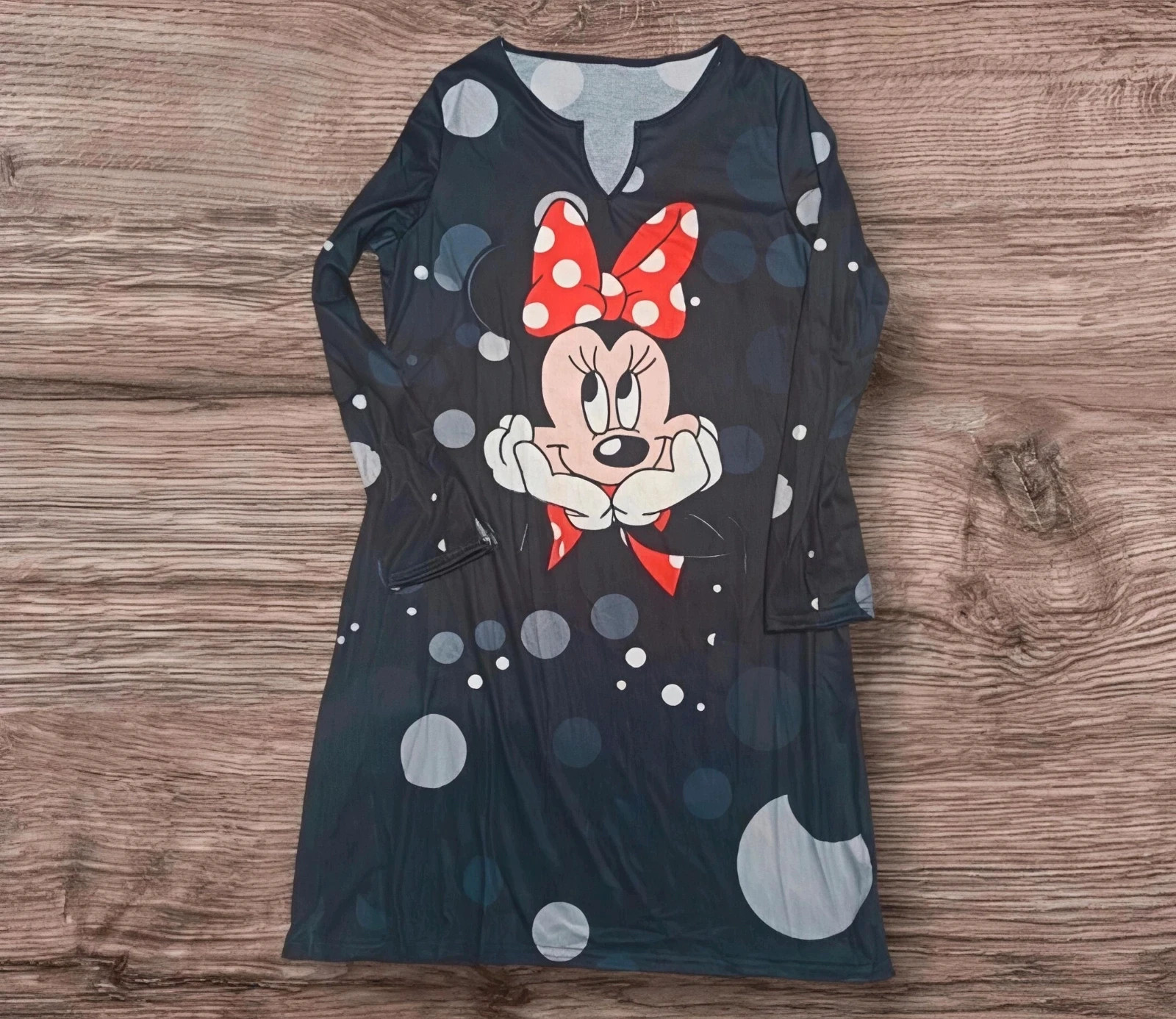 Cuki Minnie egér mintás hosszú ujjú ruha 2