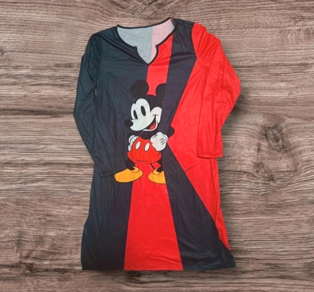 Mickey egér mintás hosszú ujjú ruha 2