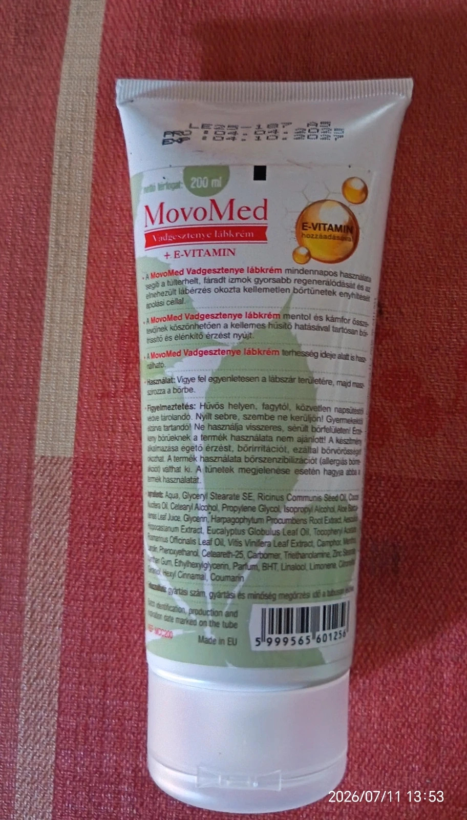 MovoMed vadgesztenye lábkrém 2
