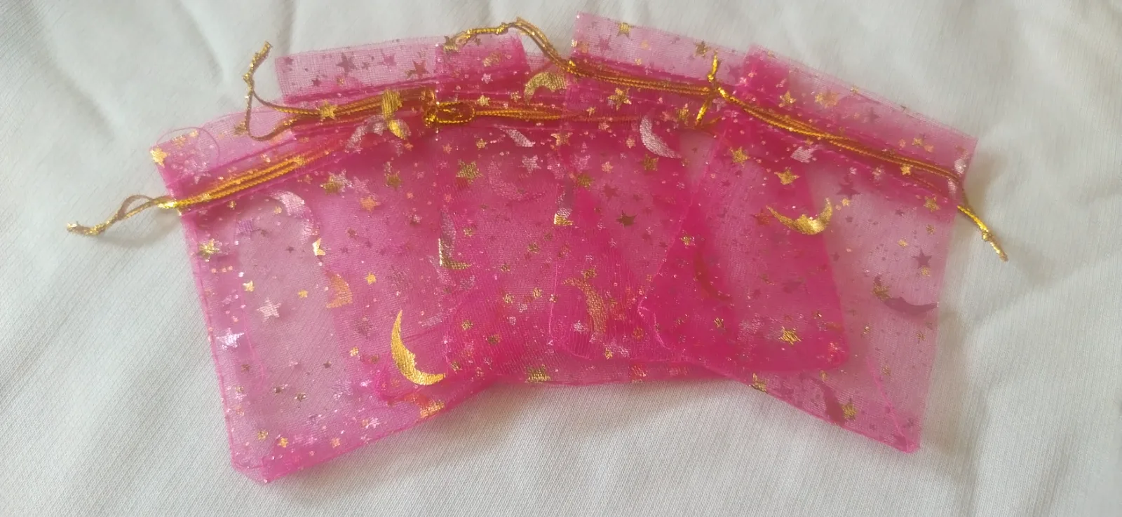 Új sötét rózsaszín organza ajándéktasak szett 1