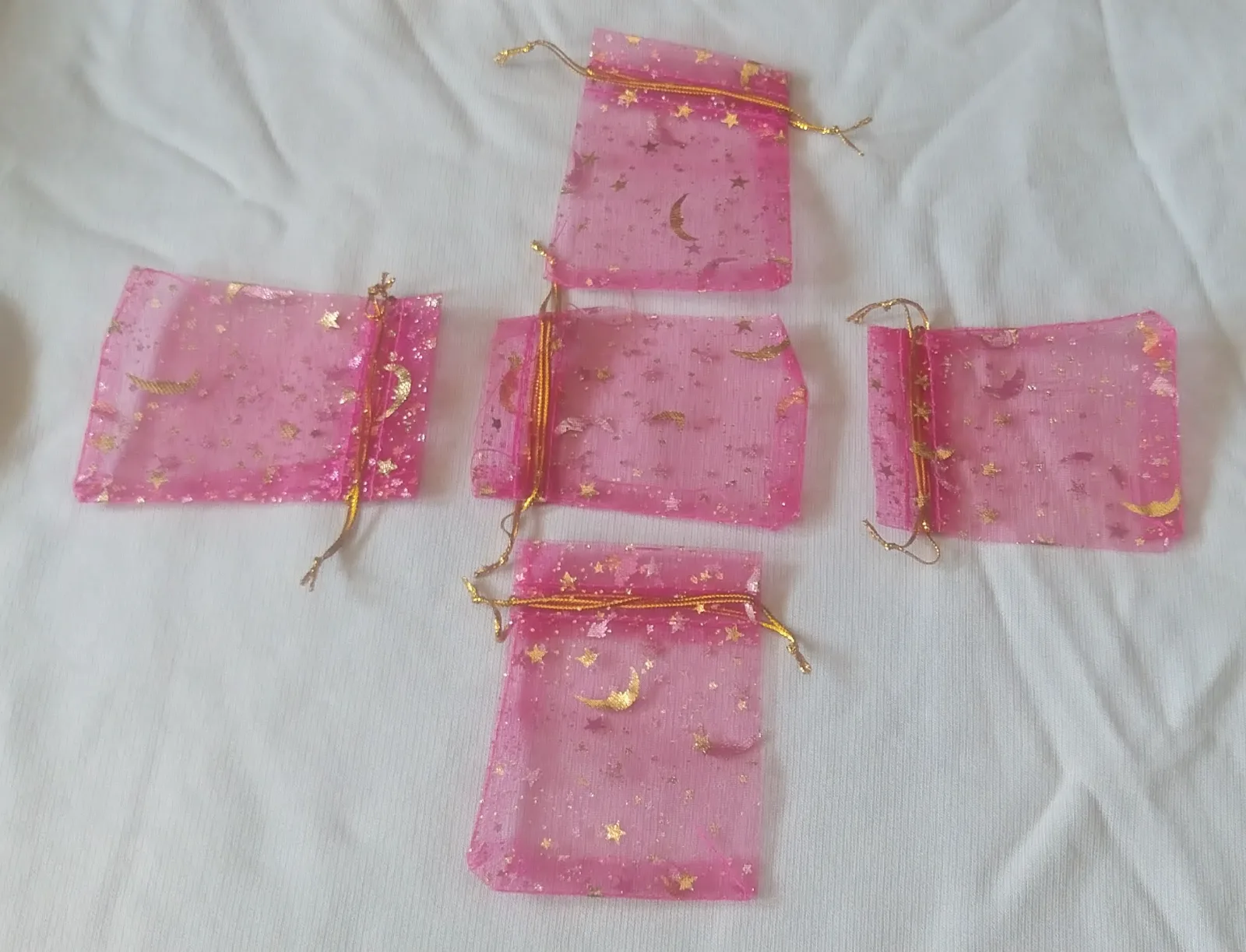 Új sötét rózsaszín organza ajándéktasak szett 2
