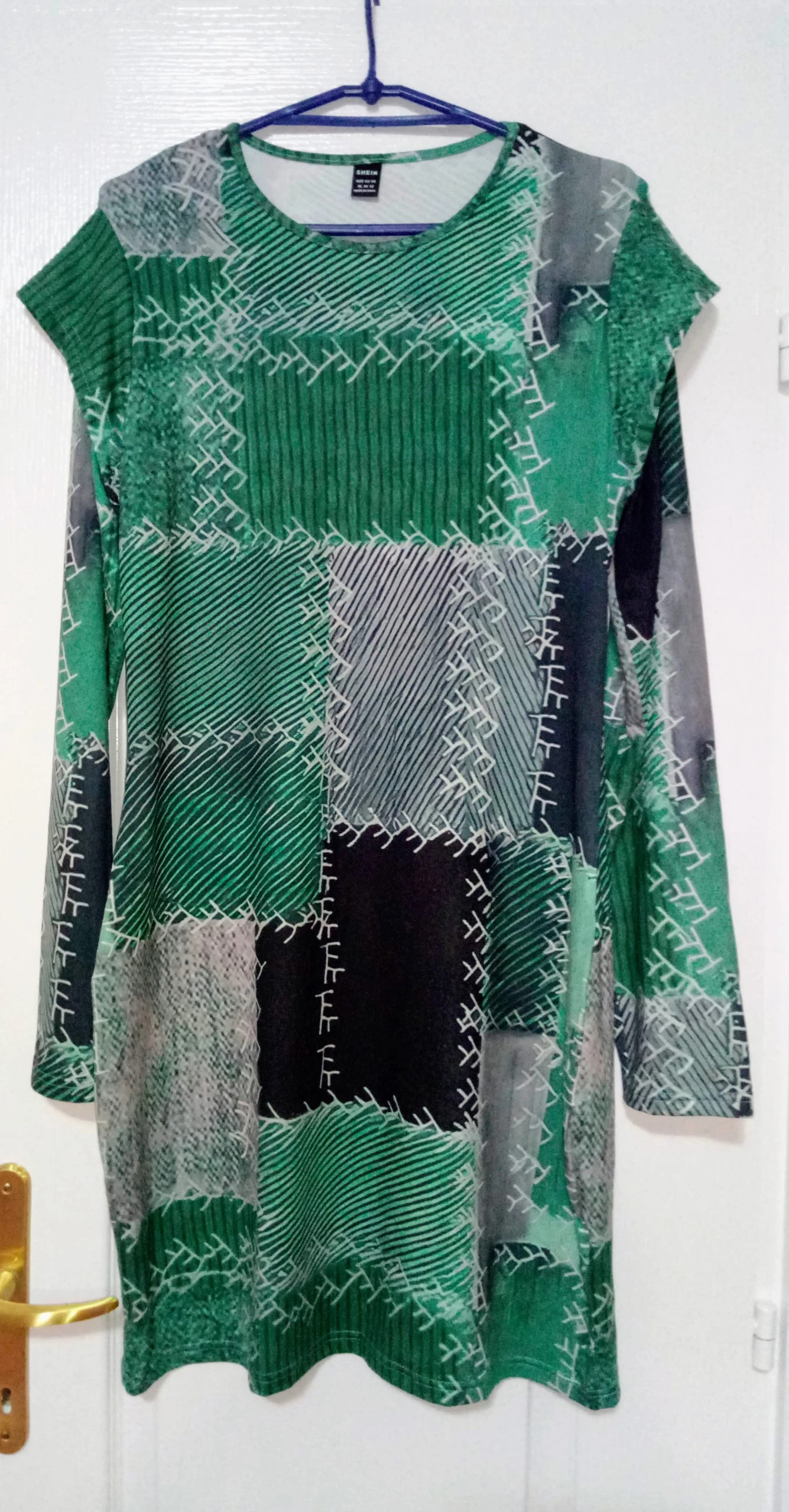 Zöld patchwork mintás ruha 1