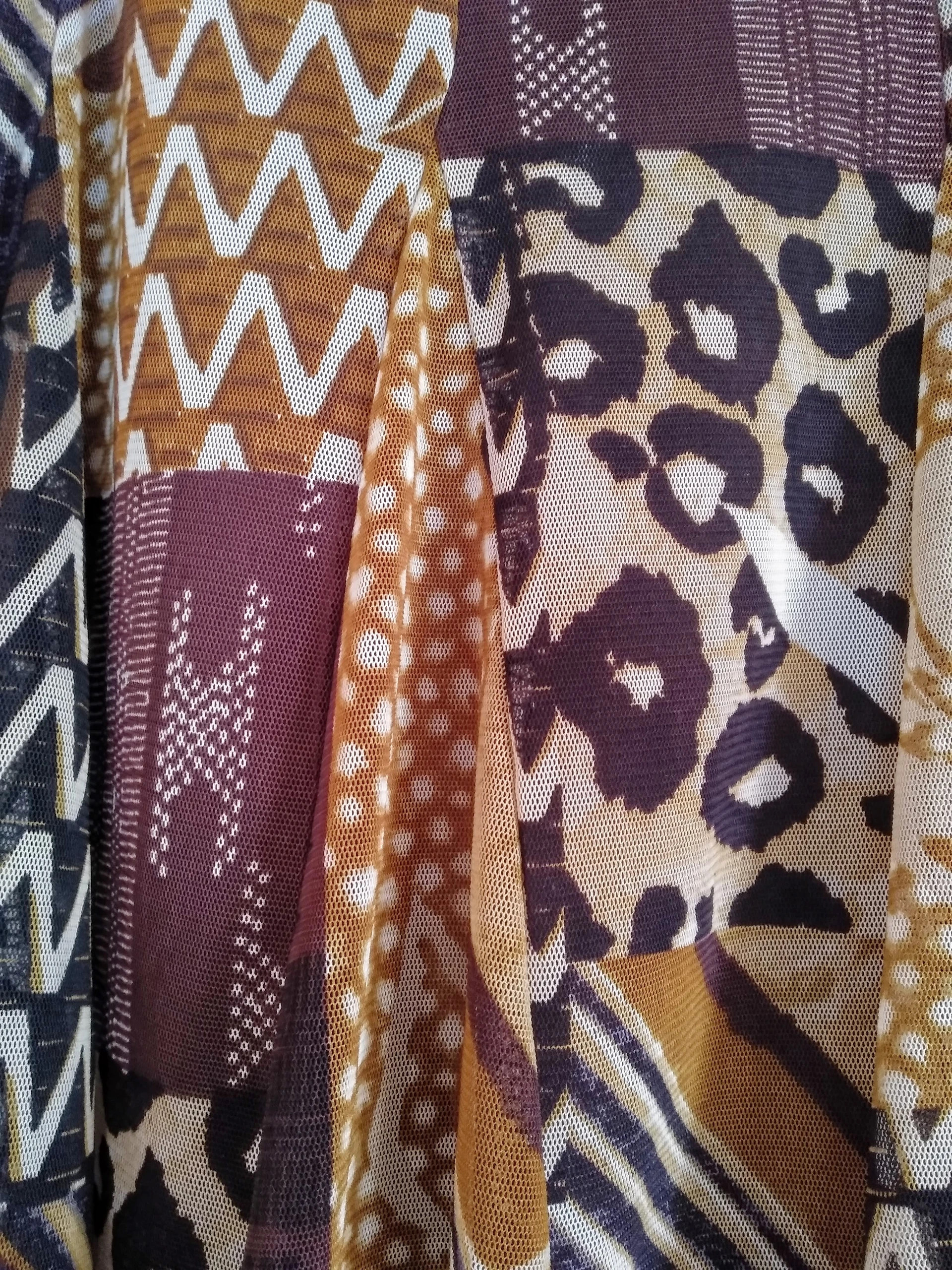 Barna-bézs patchwork mintás szoknya 3