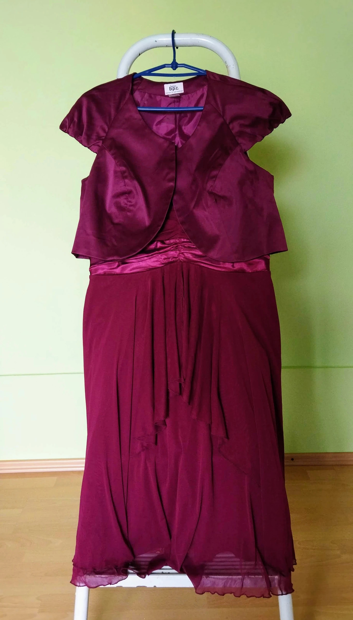 Burgundivörös sifon alkalmi ruha+boleró szett 1