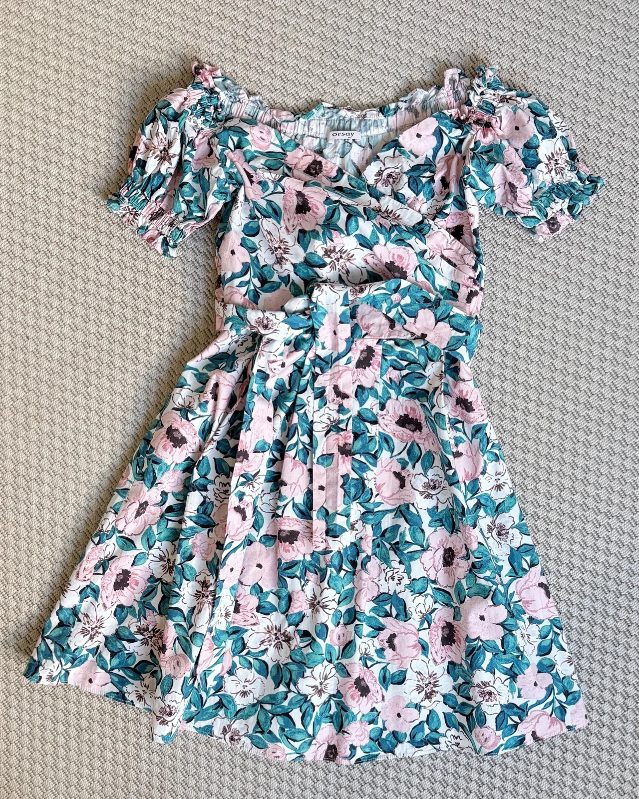 Orsay Virágmintás Nyári Ruha 100% Pamut • Cottagecore • Romantic • Milkmaid • Garden Party • XS/S 1