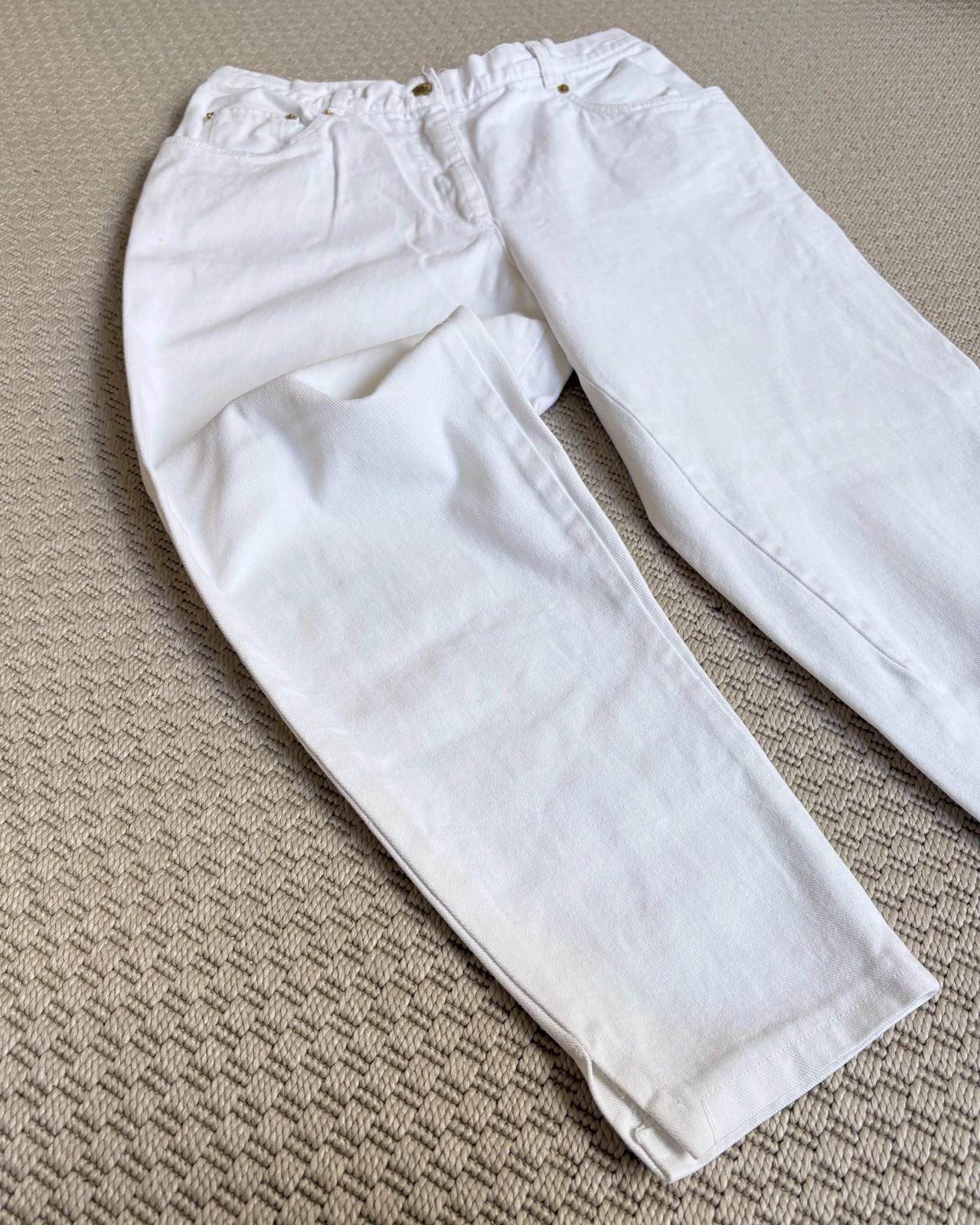 Vintage White Mom Jeans • Old Money • Coastal • 100% Cotton • Embroidered Denim 2