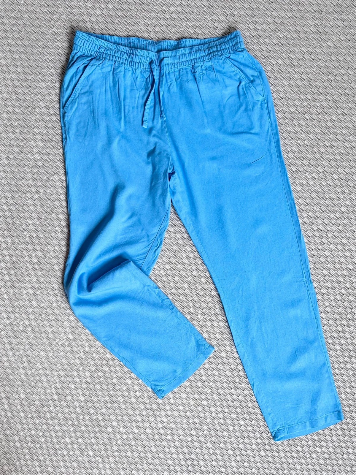 UP2 Fashion len-viszkóz nadrág M/L | blue linen pants, resort casual 1