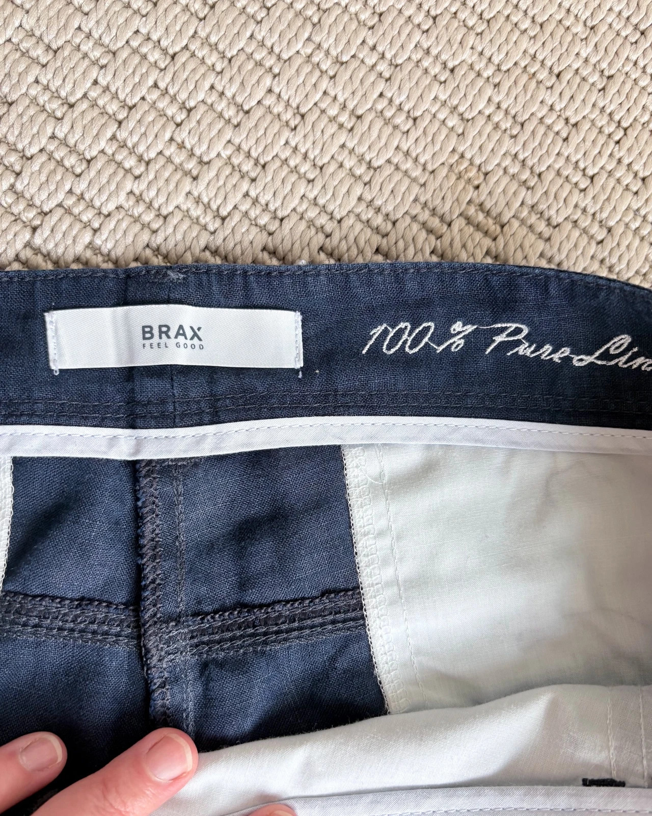 BRAX 100% len 7/8 nadrág XL | navy linen pants coastal capsule 2
