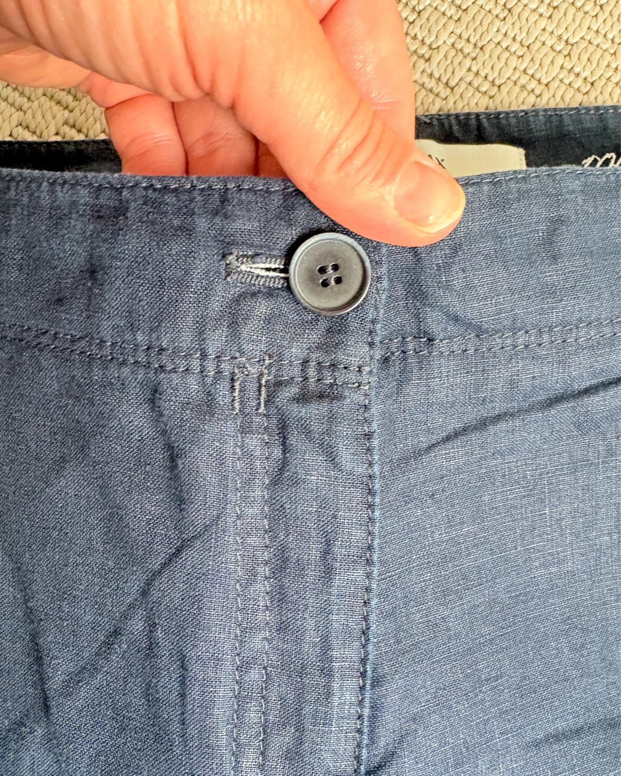 BRAX 100% len 7/8 nadrág XL | navy linen pants coastal capsule 4