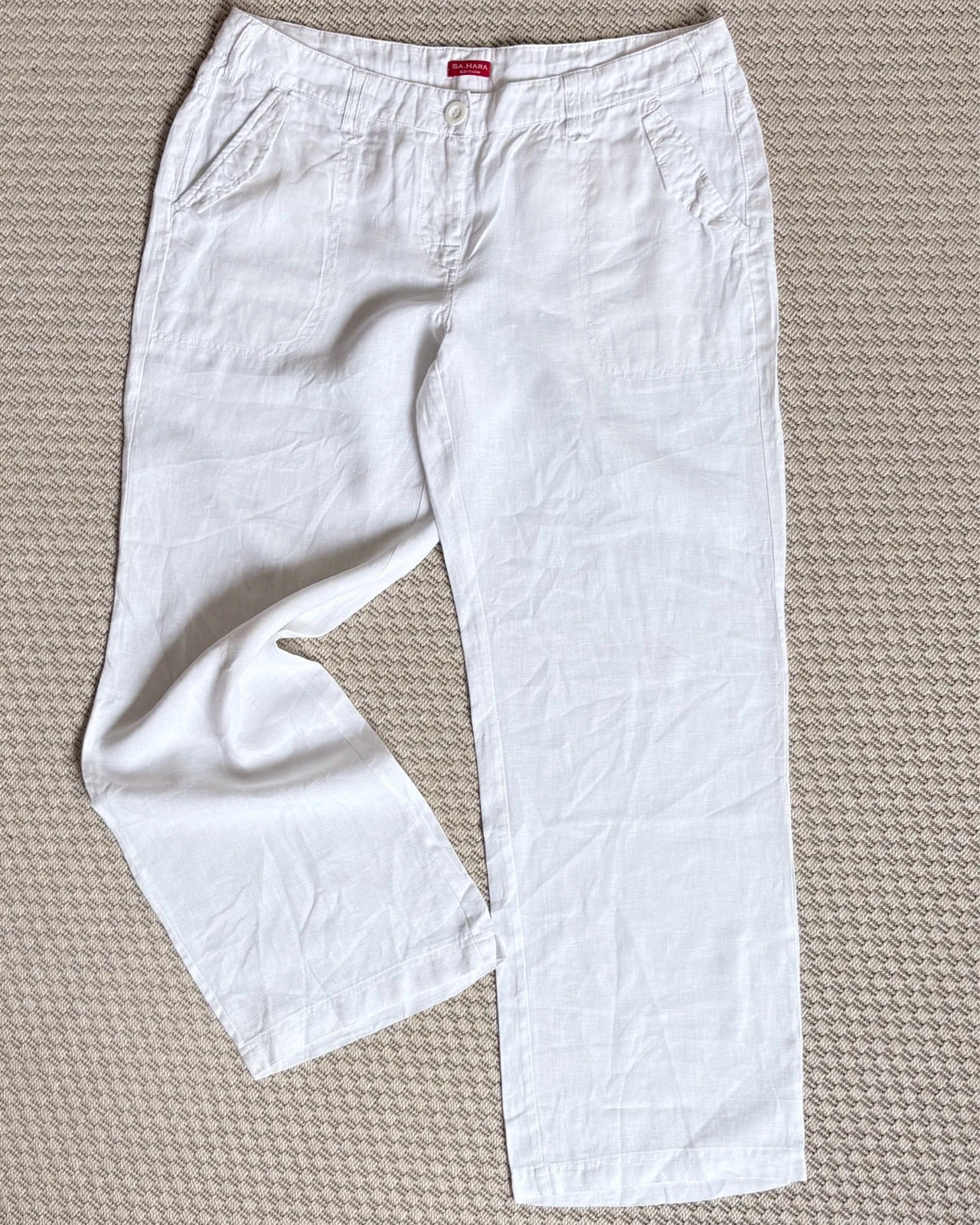 Fehér 100% len nadrág 44 | white linen pants, coastal casual, summer capsule 1