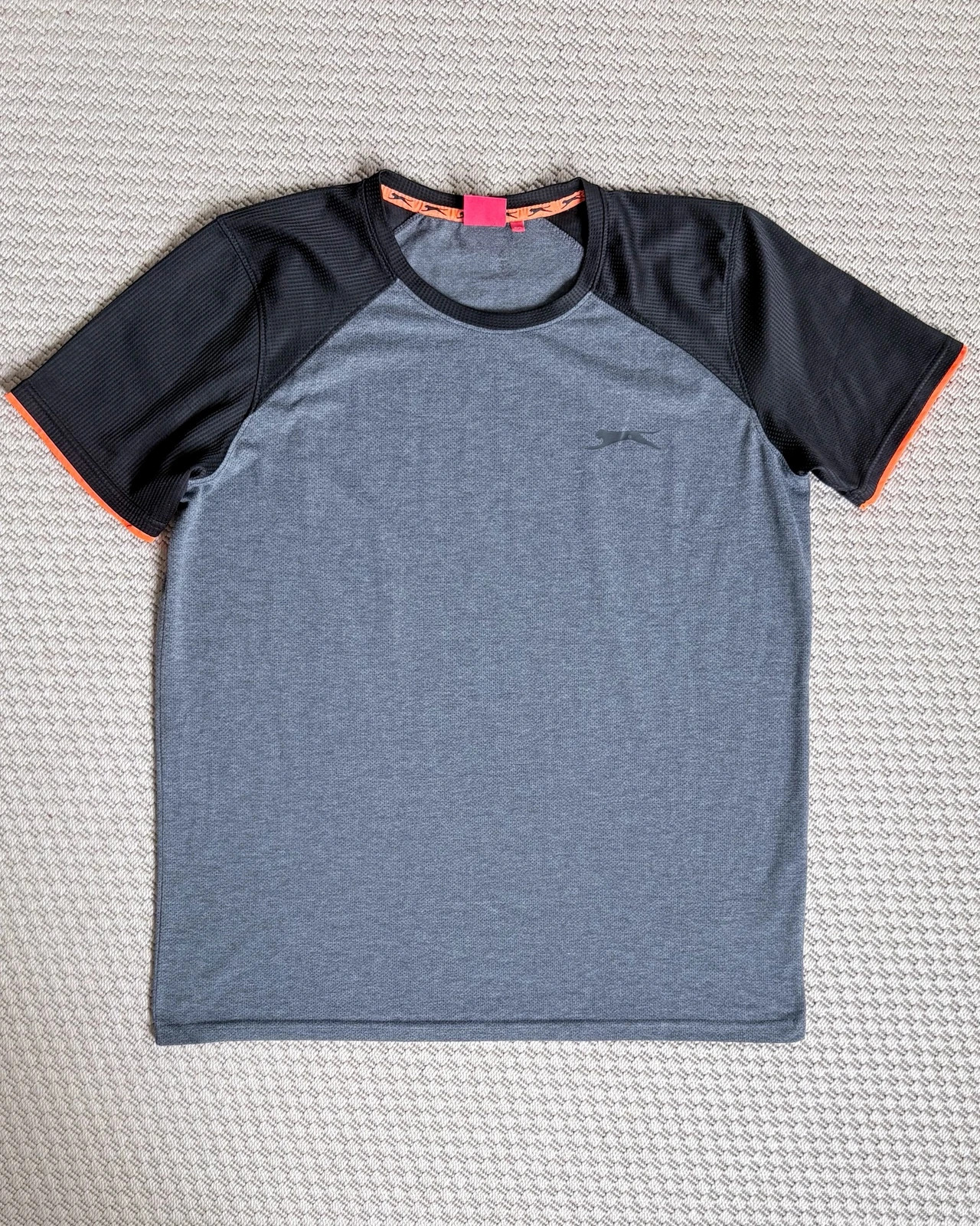 Slazenger 2XL szürke fekete sportpóló gym running activewear training shirt 1