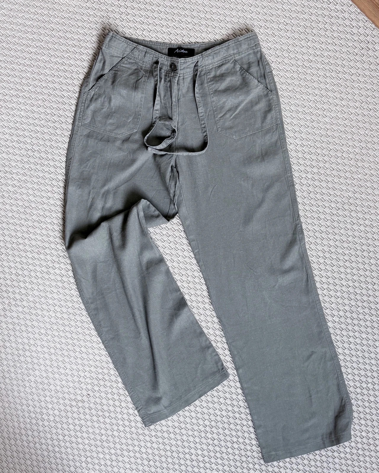 Aniston Casual khaki len viszkóz nadrág S/M utility safari coastal capsule linen trousers 1