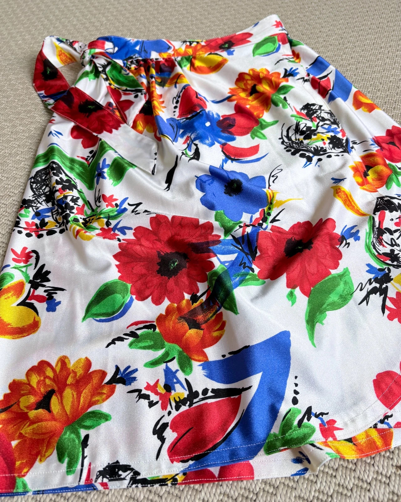 Vintage floral lapszoknya S/M • resort boho satin wrap skirt 2