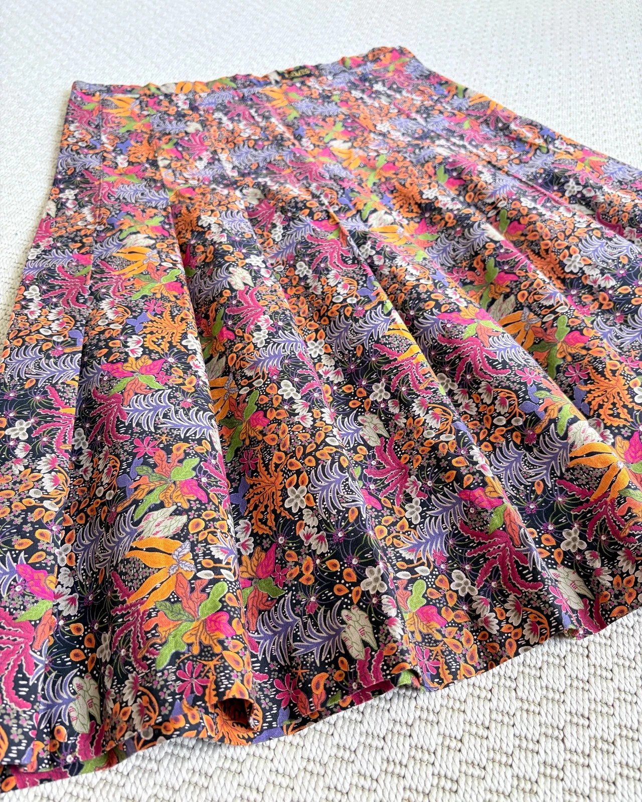 Vintage ERMIS pamut rakott midi szoknya L floral boho 80s/90s 3