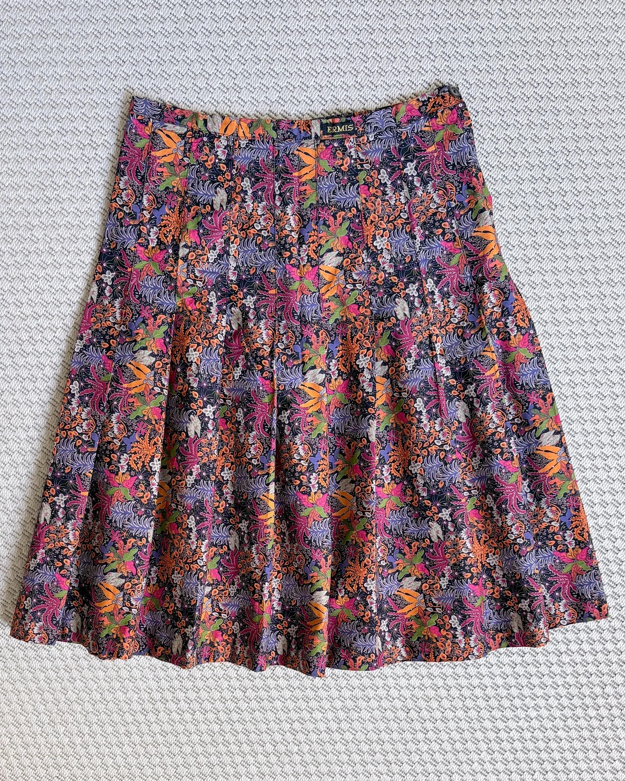 Vintage ERMIS pamut rakott midi szoknya L floral boho 80s/90s 1