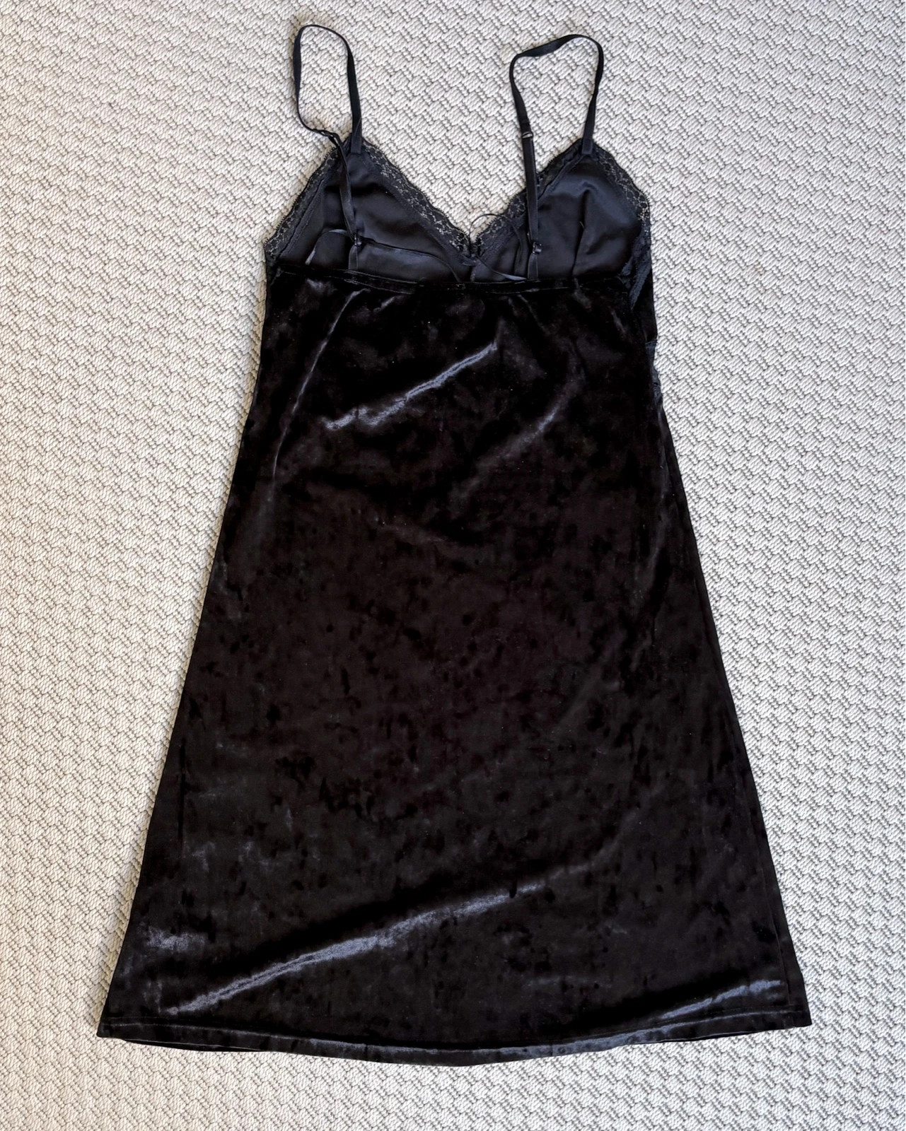 Janina XS fekete bársony csipkés slip dress Y2K gothic party mini 2
