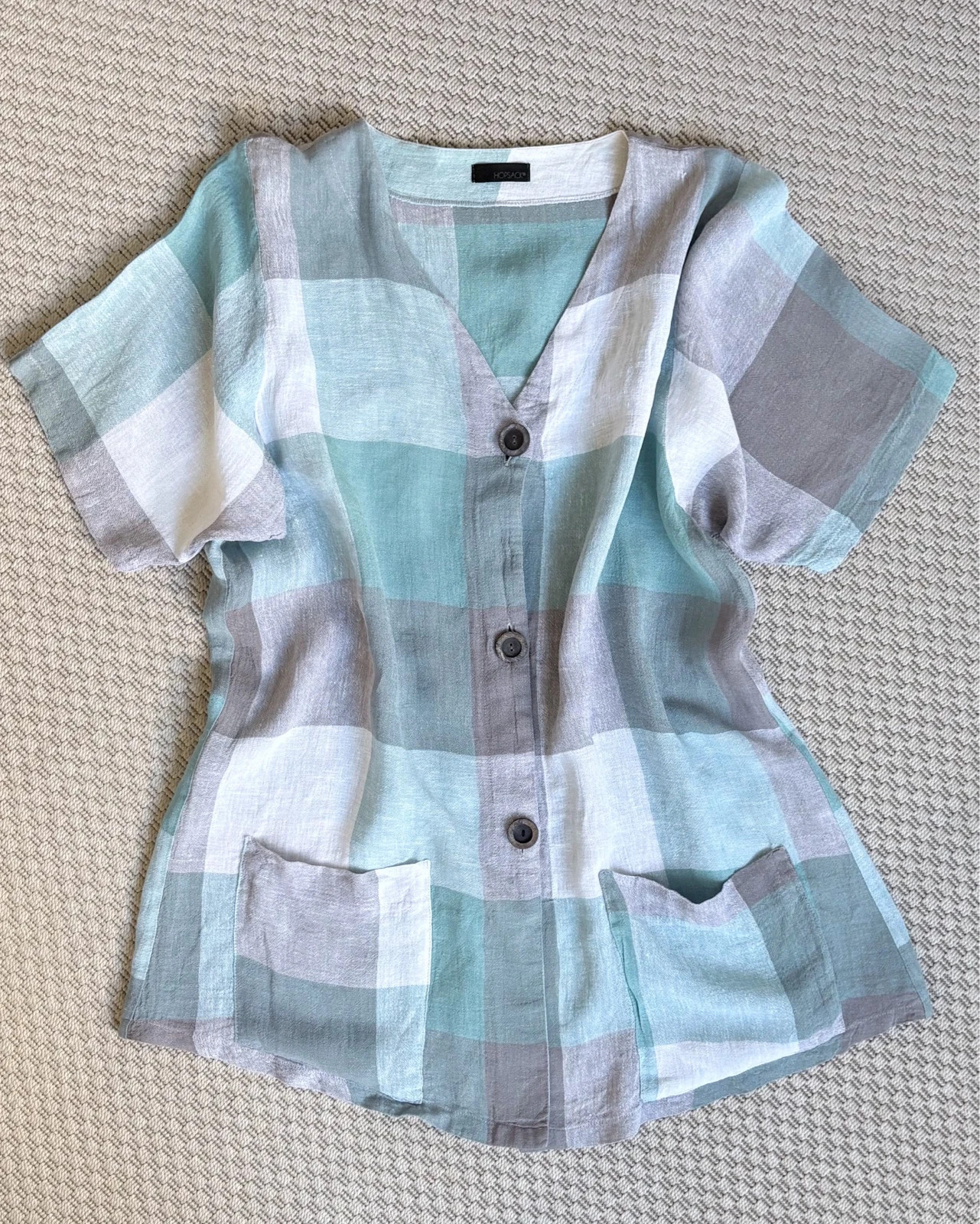 Hopsack len tunika L | lagenlook coastal linen jacket oversized 1
