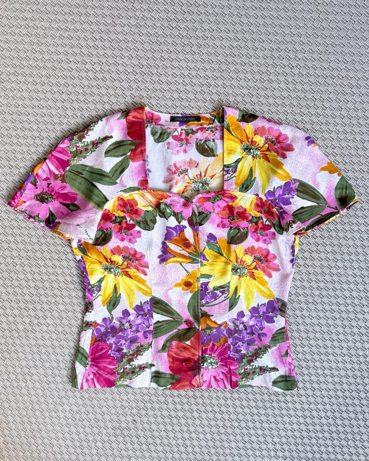 Vintage Made in Italy virágos stretch cotton top | cottagecore Italian summer 1