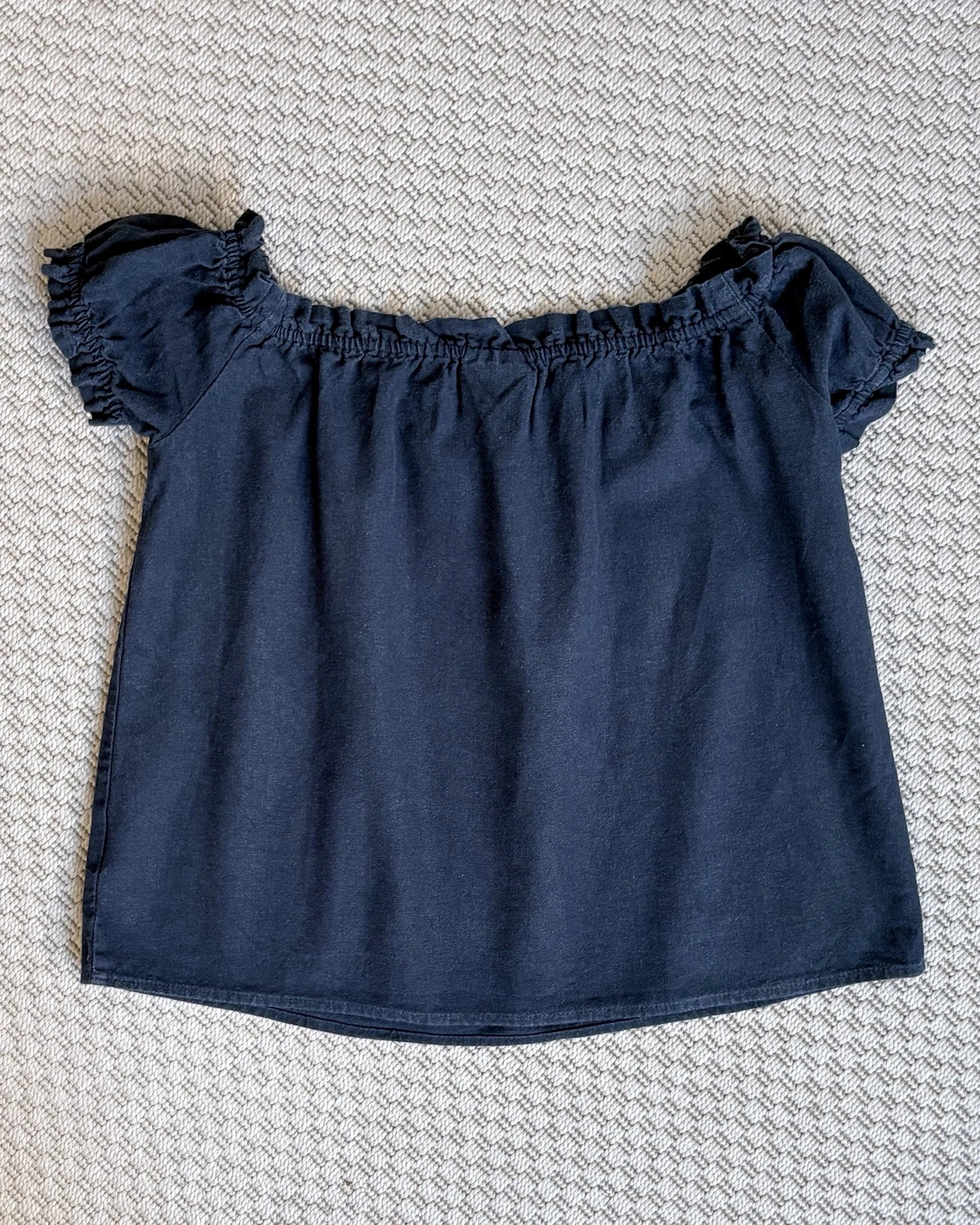 Vero Moda S/M fekete len hatású off shoulder top boho cottagecore capsule 3