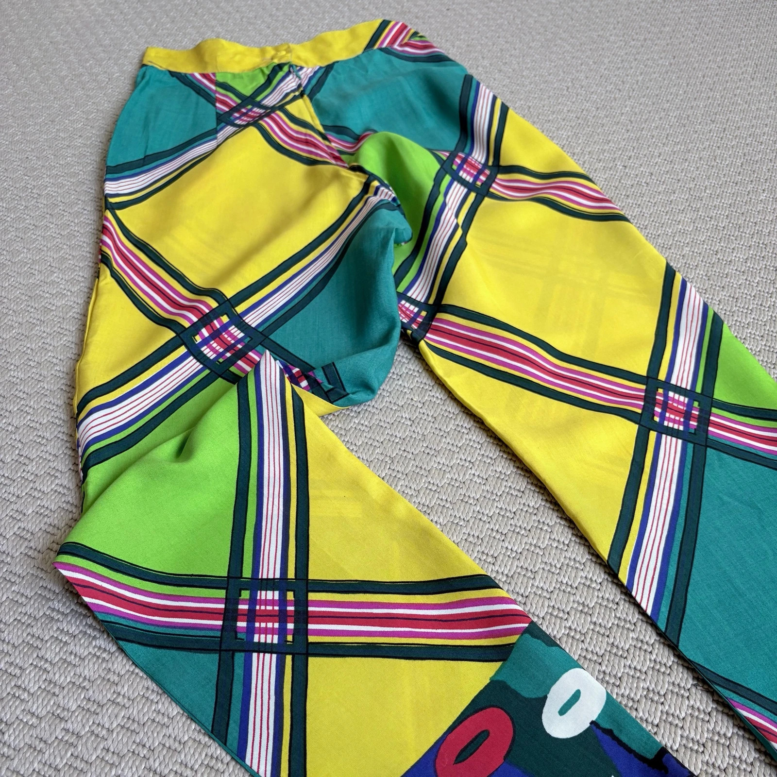 Vintage 80s 90s olasz mintás magas derekú nadrág XS/S statement retro tapered maximalist style 2