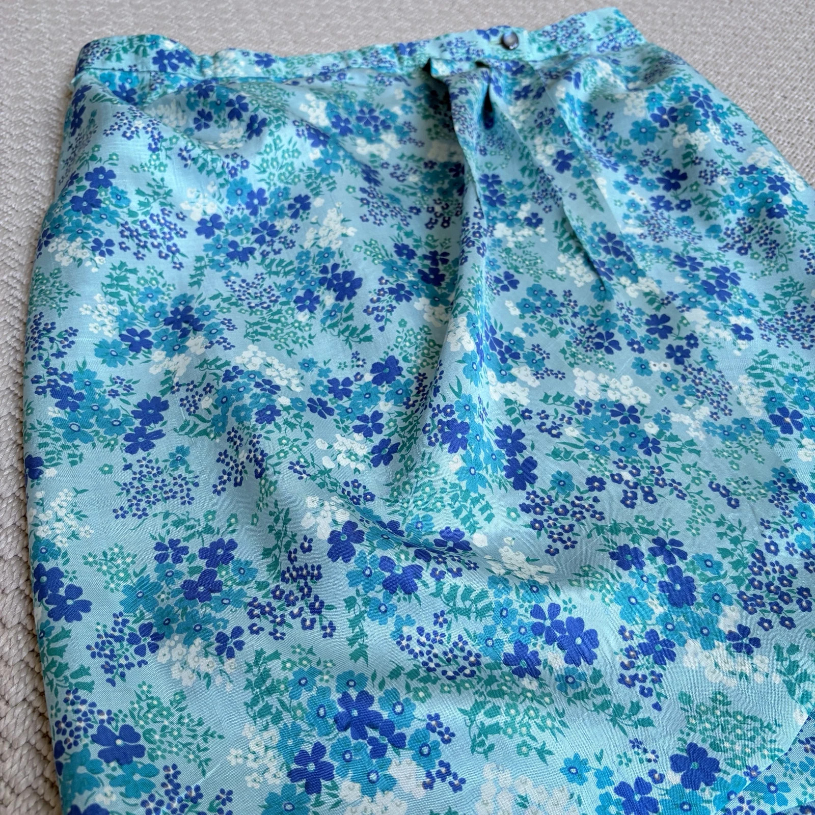 Vintage 90s türkiz virágmintás szoknya L coastal cottagecore floral midi 2