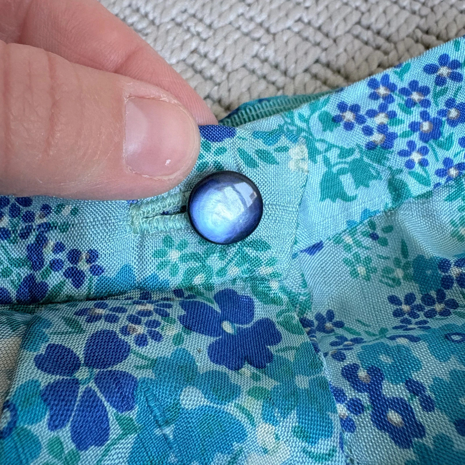 Vintage 90s türkiz virágmintás szoknya L coastal cottagecore floral midi 3