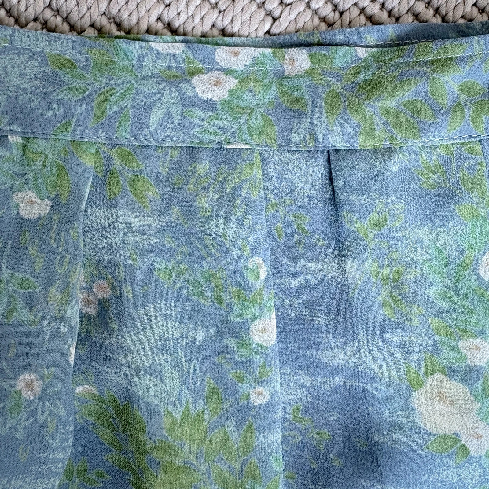 Vintage kék virágmintás rakott midi szoknya S/M cottagecore 3