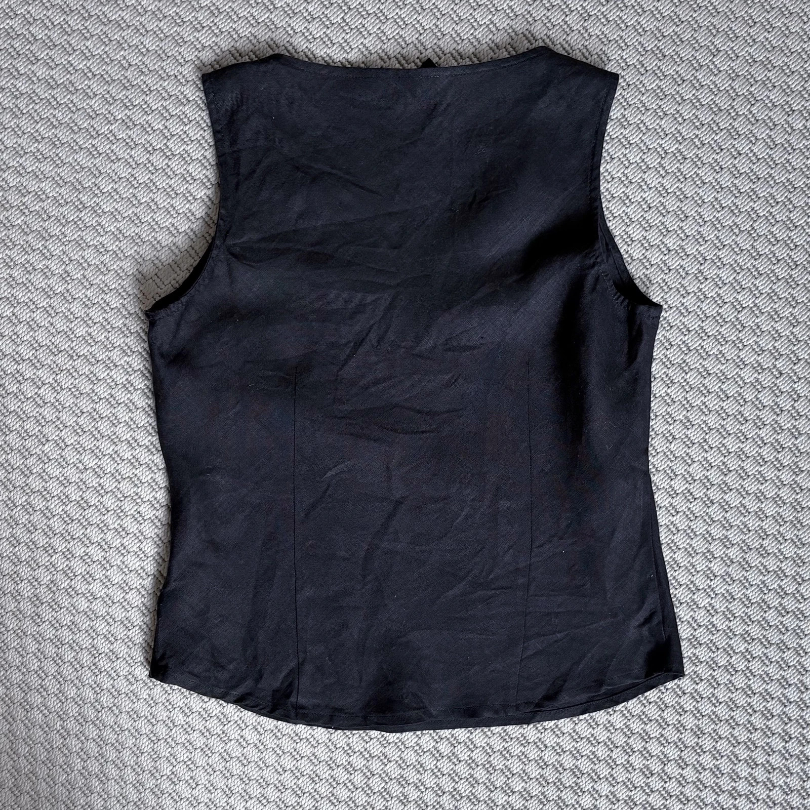 H&M 100% len felső • fekete • EU 40 • V-nyakú • gyöngyös díszítés 2