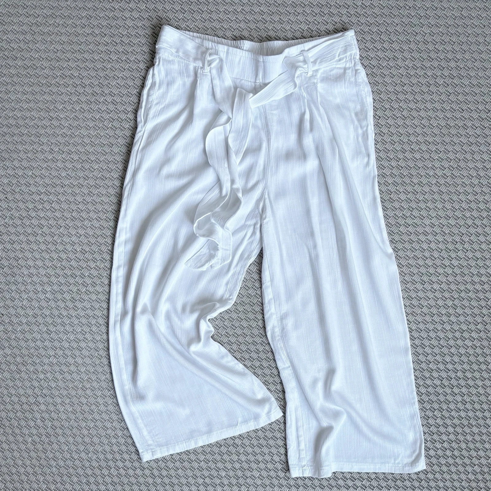 Fehér culotte nadrág • M/L • gumis derekú • nyári palazzo • coastal chic 1