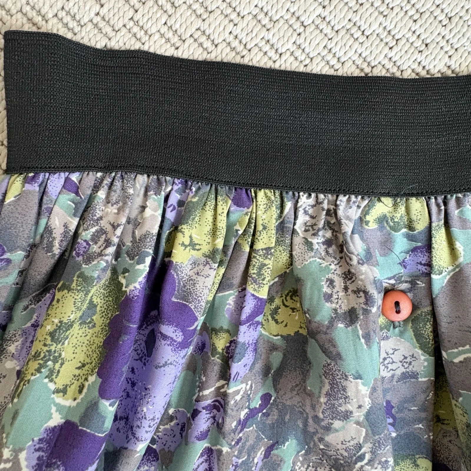 Vintage virágmintás midi szoknya • M/L • pamut • magas derekú • cottagecore • 80s 90s 4