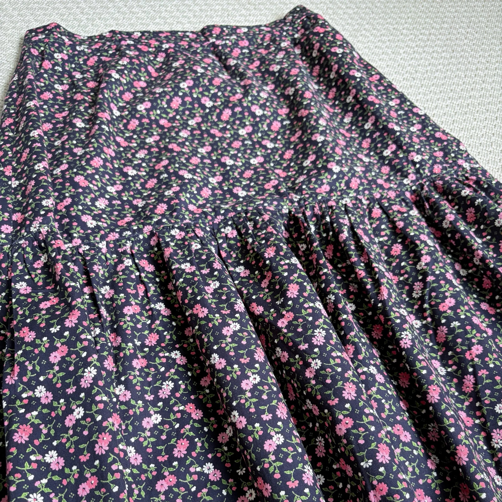 Vintage virágmintás pamut midi szoknya M • cottagecore romantic • floral skirt 2