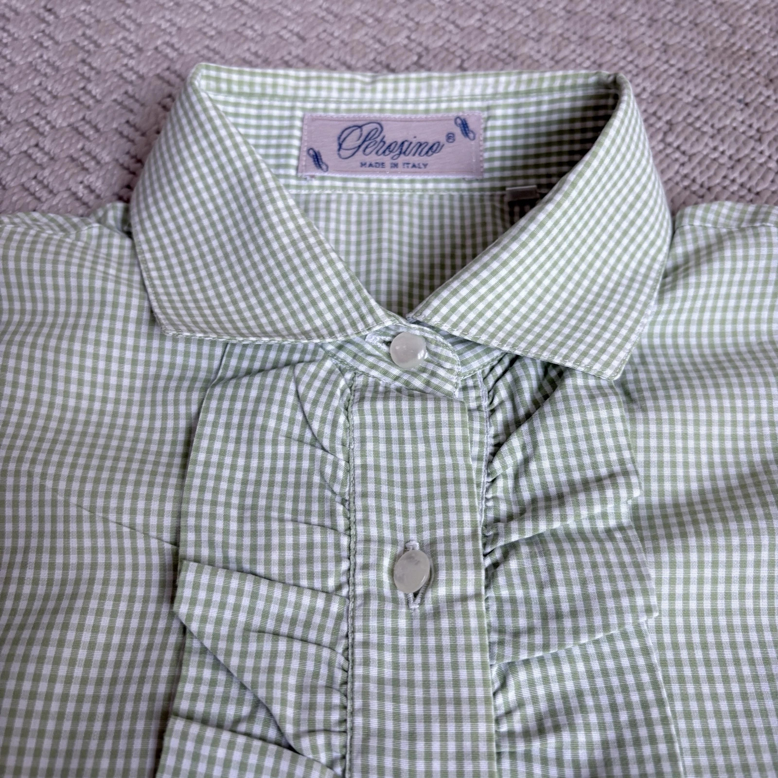 Vintage olasz gingham fodros blúz M | Cottagecore summer romantic style 4