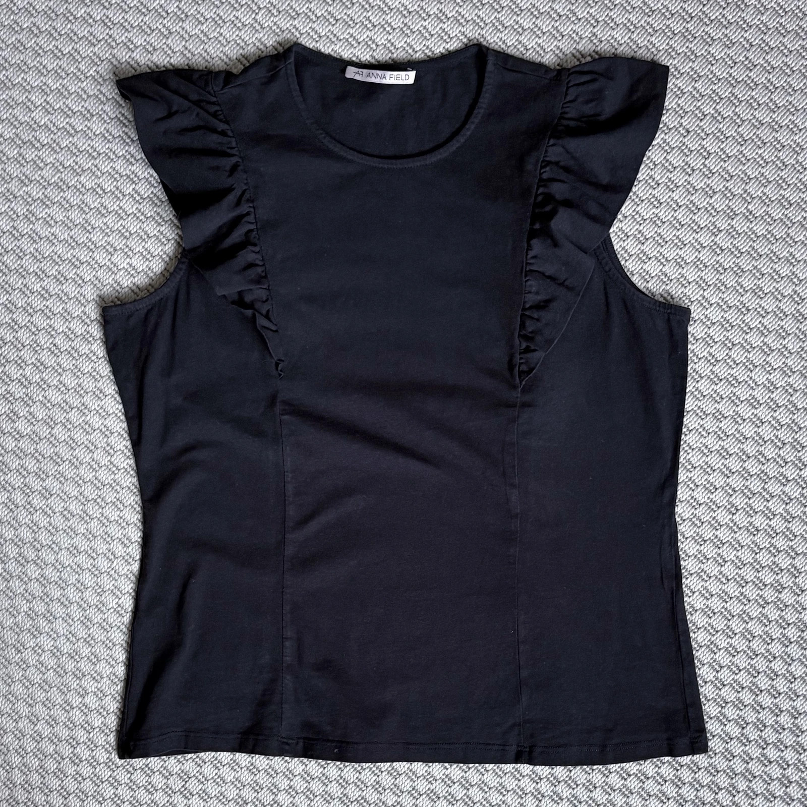 Anna Field fekete felső M – smart casual blouse top | ruffle sleeve | elegant minimalist old money 1