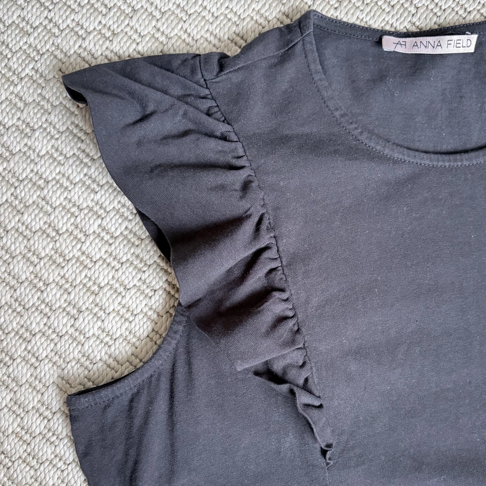 Anna Field fekete felső M – smart casual blouse top | ruffle sleeve | elegant minimalist old money 3