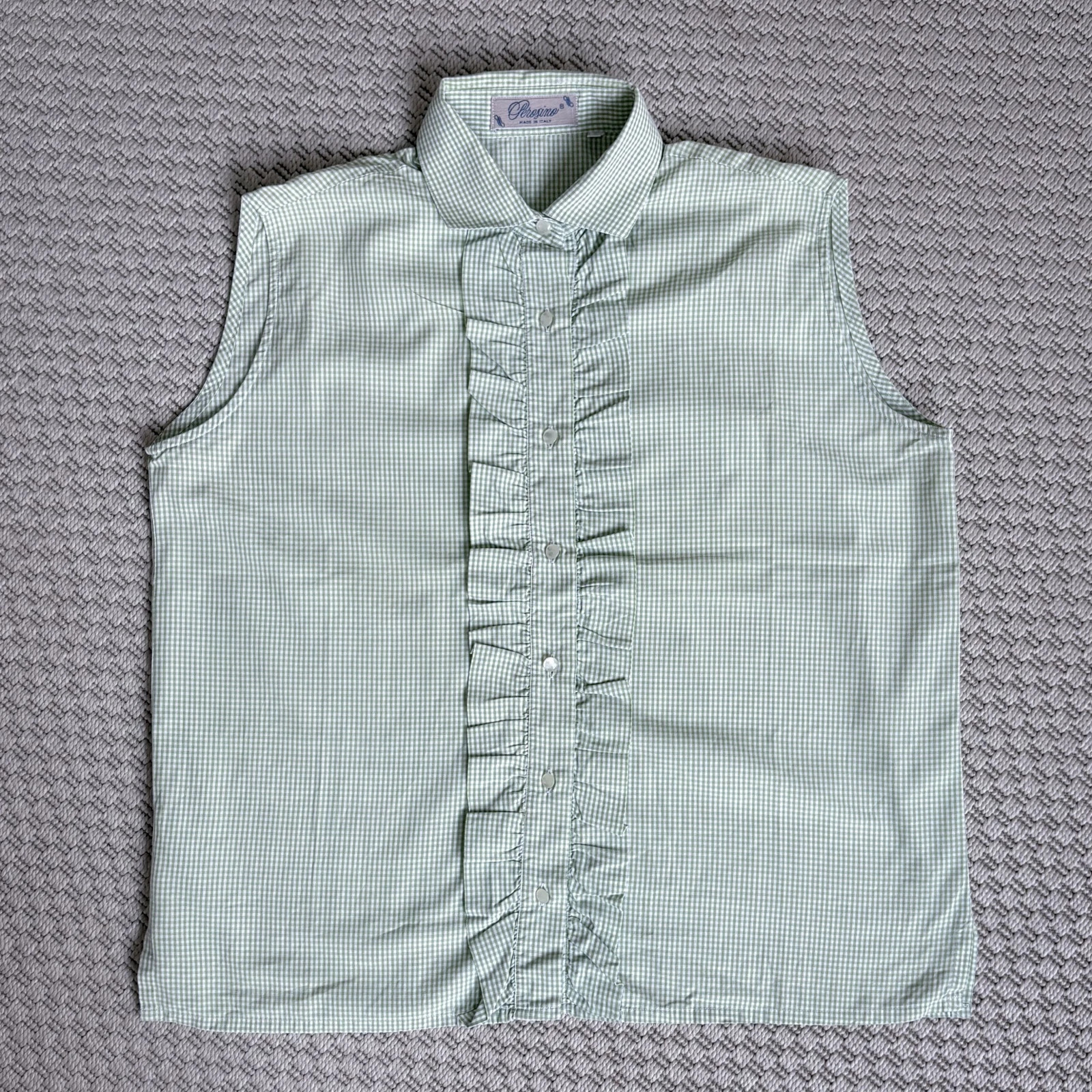Vintage olasz gingham fodros blúz M | Cottagecore summer romantic style 1