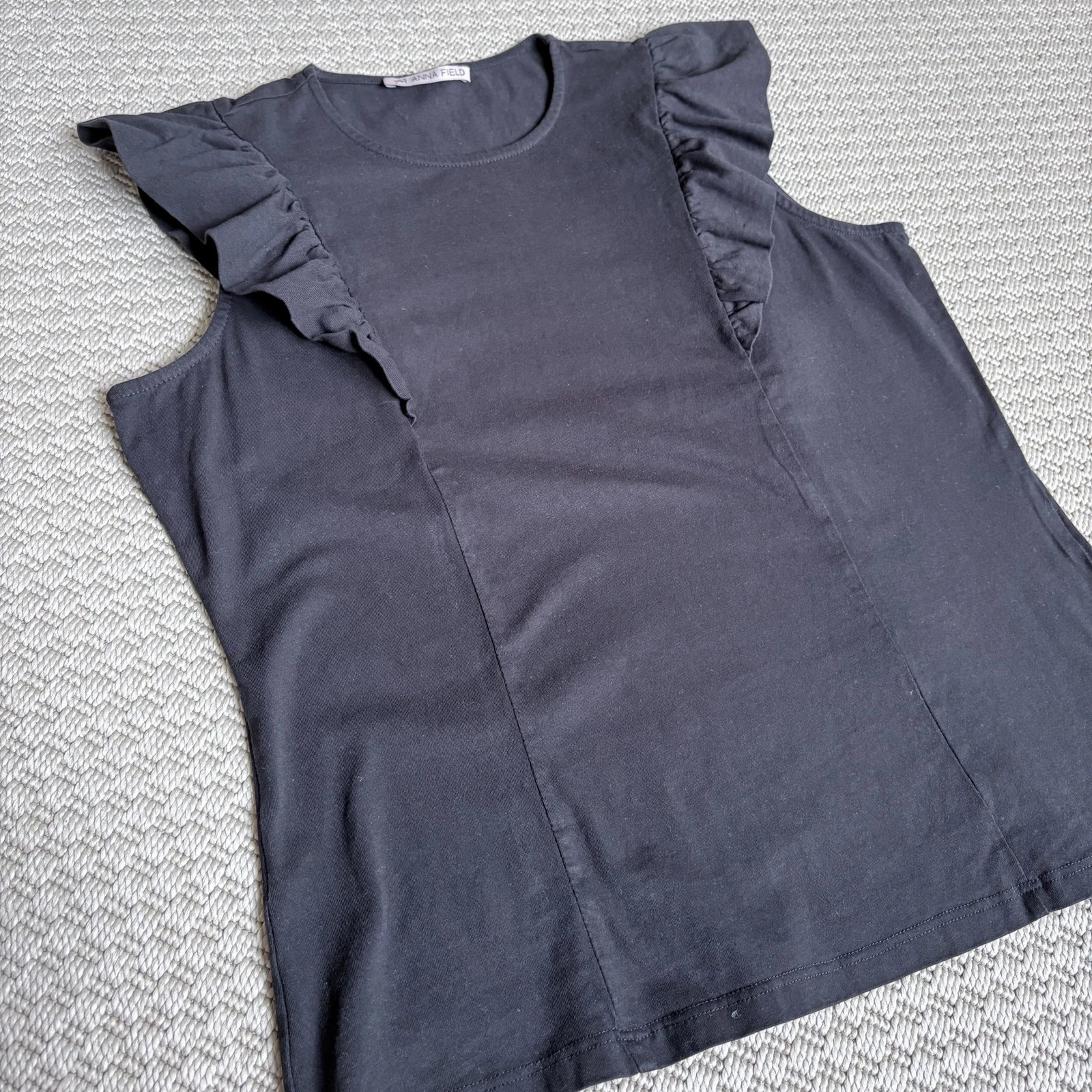 Anna Field fekete felső M – smart casual blouse top | ruffle sleeve | elegant minimalist old money 2
