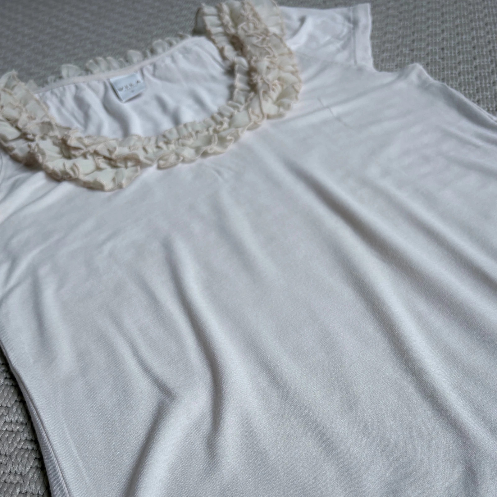 VILA fodros nyakú felső S – krémfehér romantikus top | coquette | feminine blouse 2