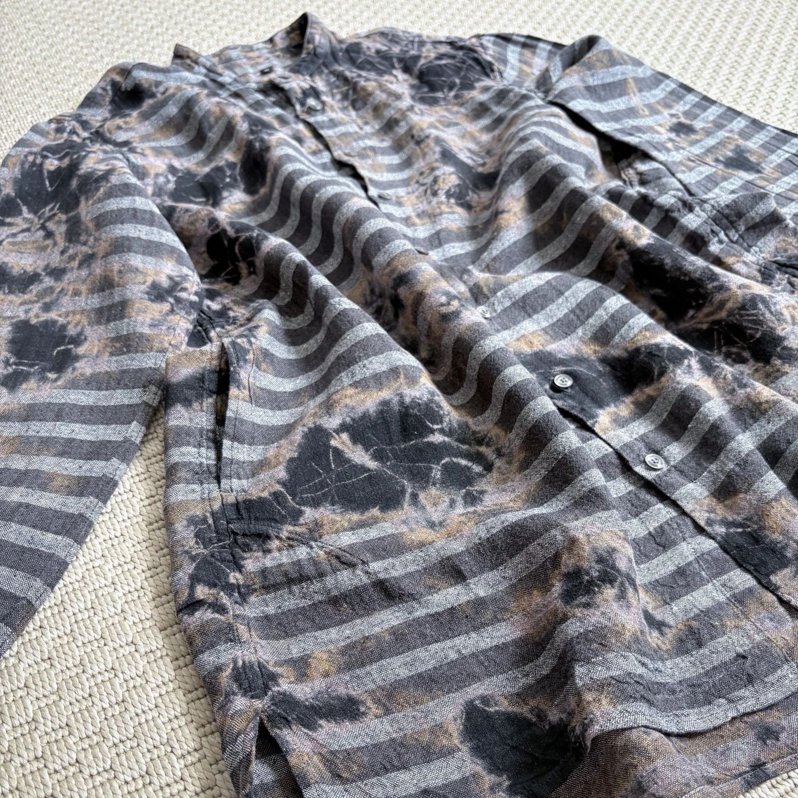 Suzusan Shibori Linen Shirt M | Made in Japan | SS23 Cycle | Japanese Designer | Artisan Linen Shirt 2