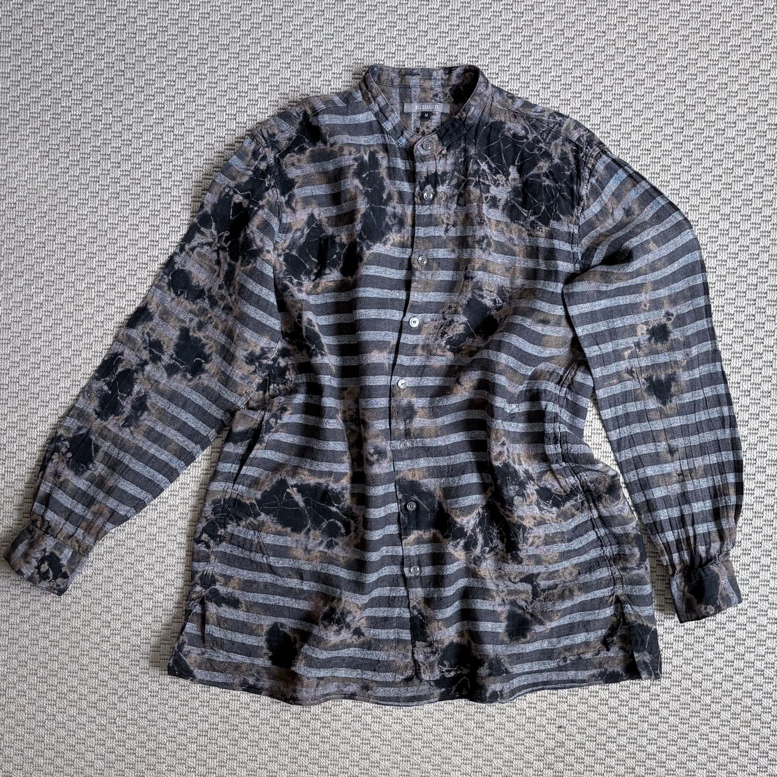 Suzusan Shibori Linen Shirt M | Made in Japan | SS23 Cycle | Japanese Designer | Artisan Linen Shirt 1