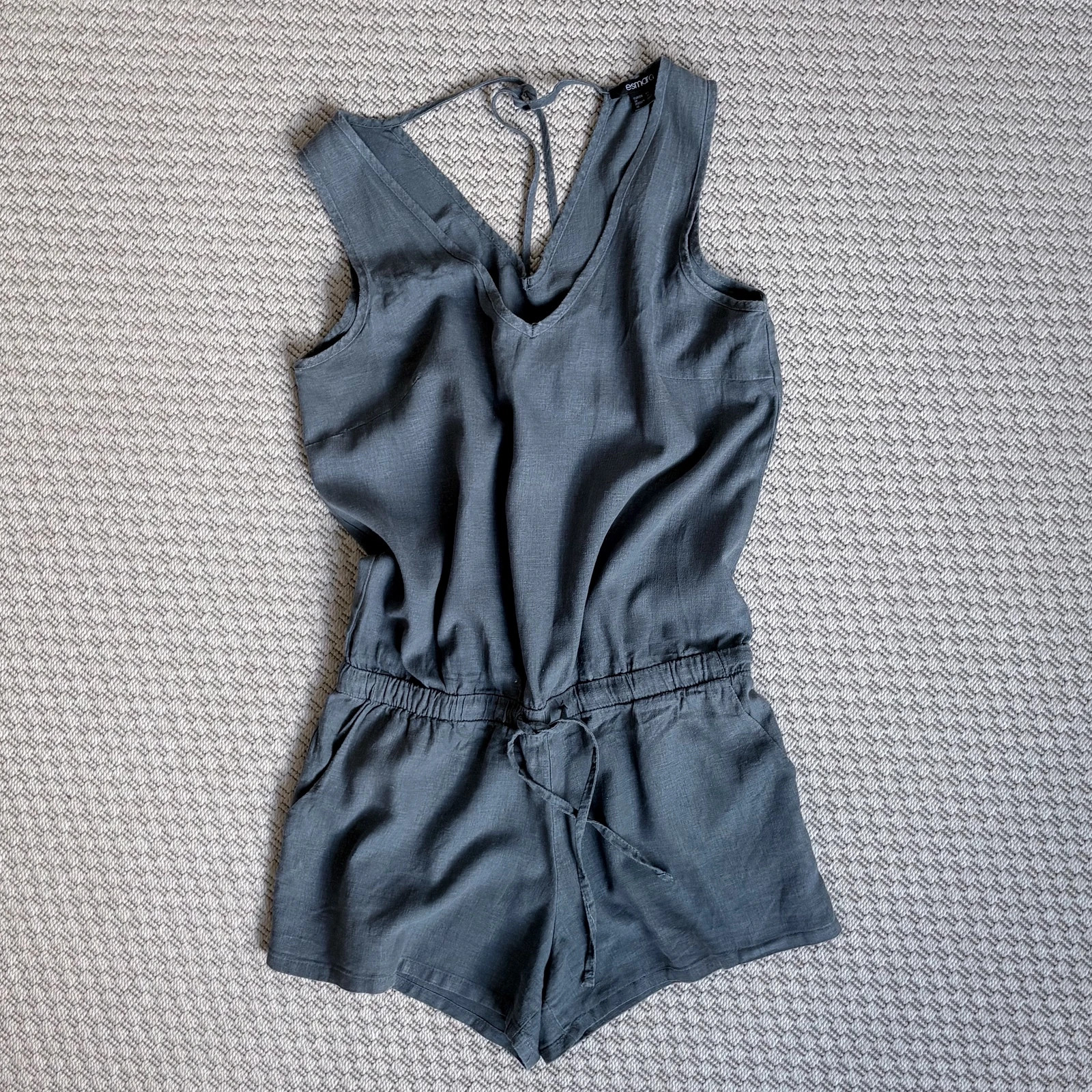 Sötétszürke lenkeverék playsuit • M/L • minimal scandi summer boho style casual chic 1