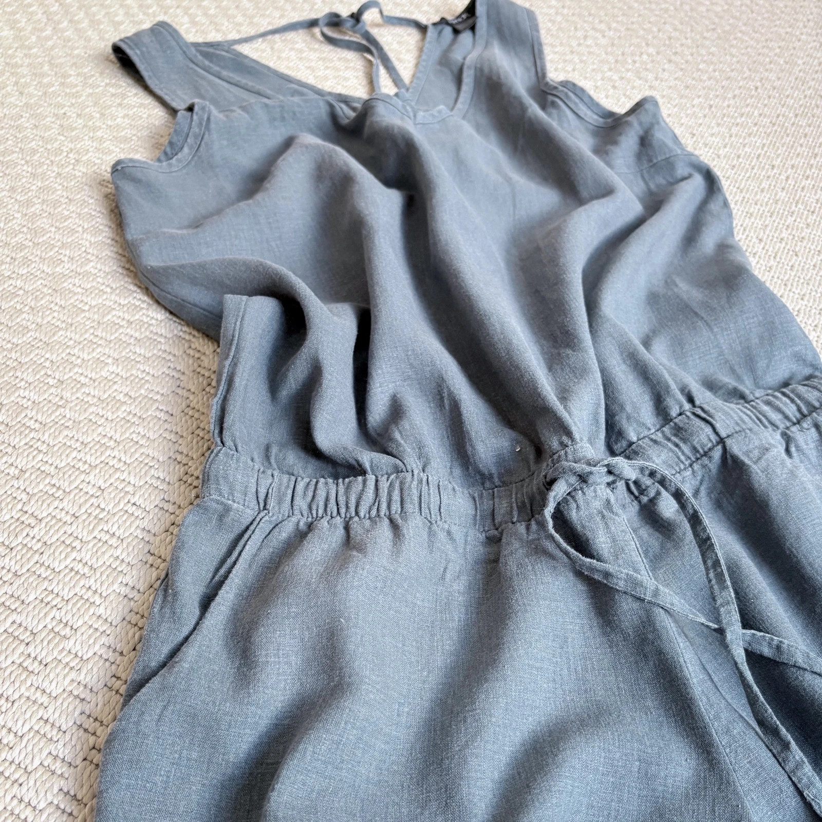 Sötétszürke lenkeverék playsuit • M/L • minimal scandi summer boho style casual chic 2