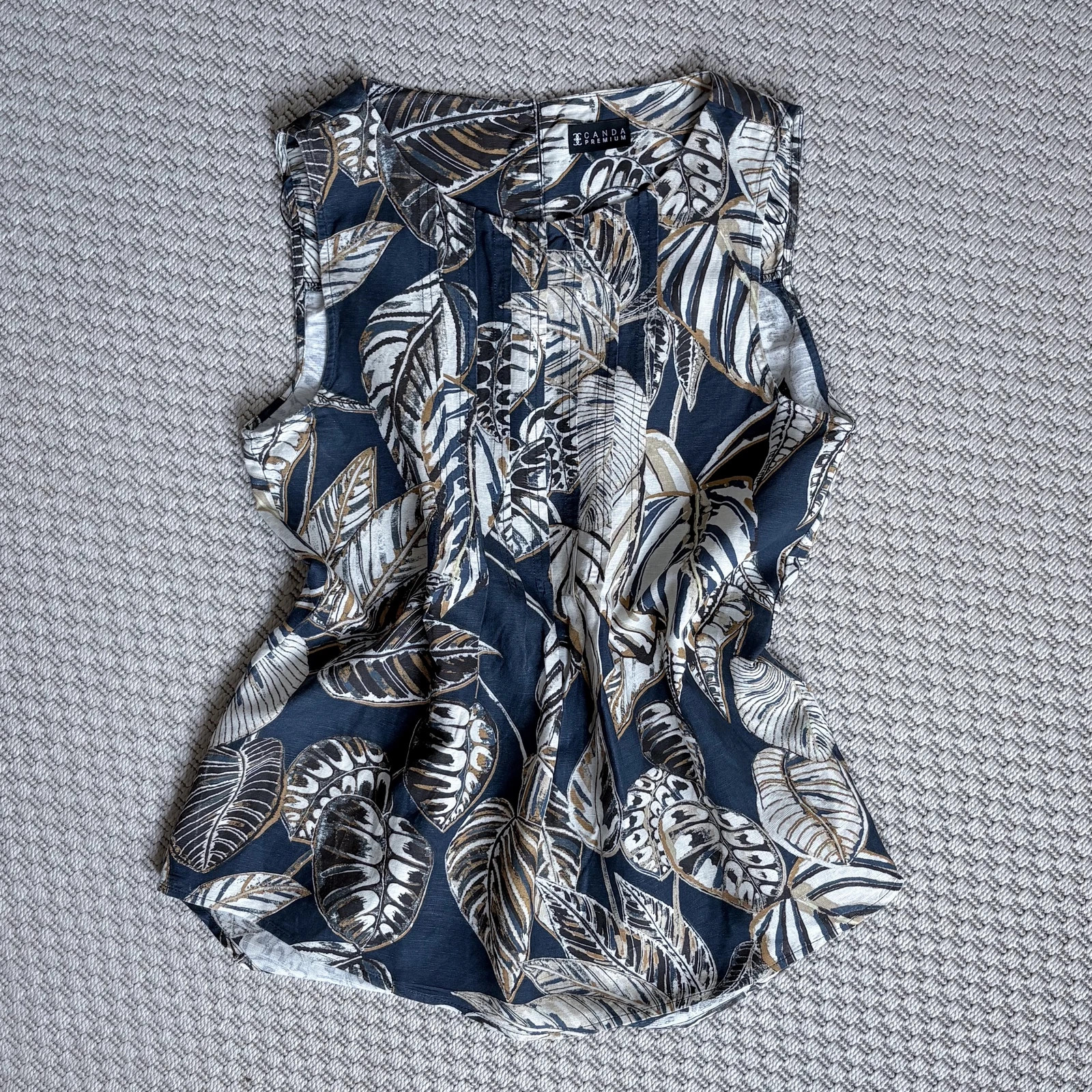 Lenvászon botanical print blúz • 38 • natural resort vibe summer linen basic capsule minimal 1