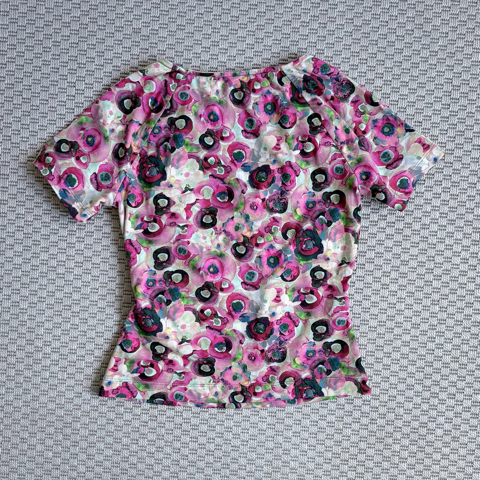 Y2K virágmintás átlapolt felső • nőies wrap fazon • pink floral 2