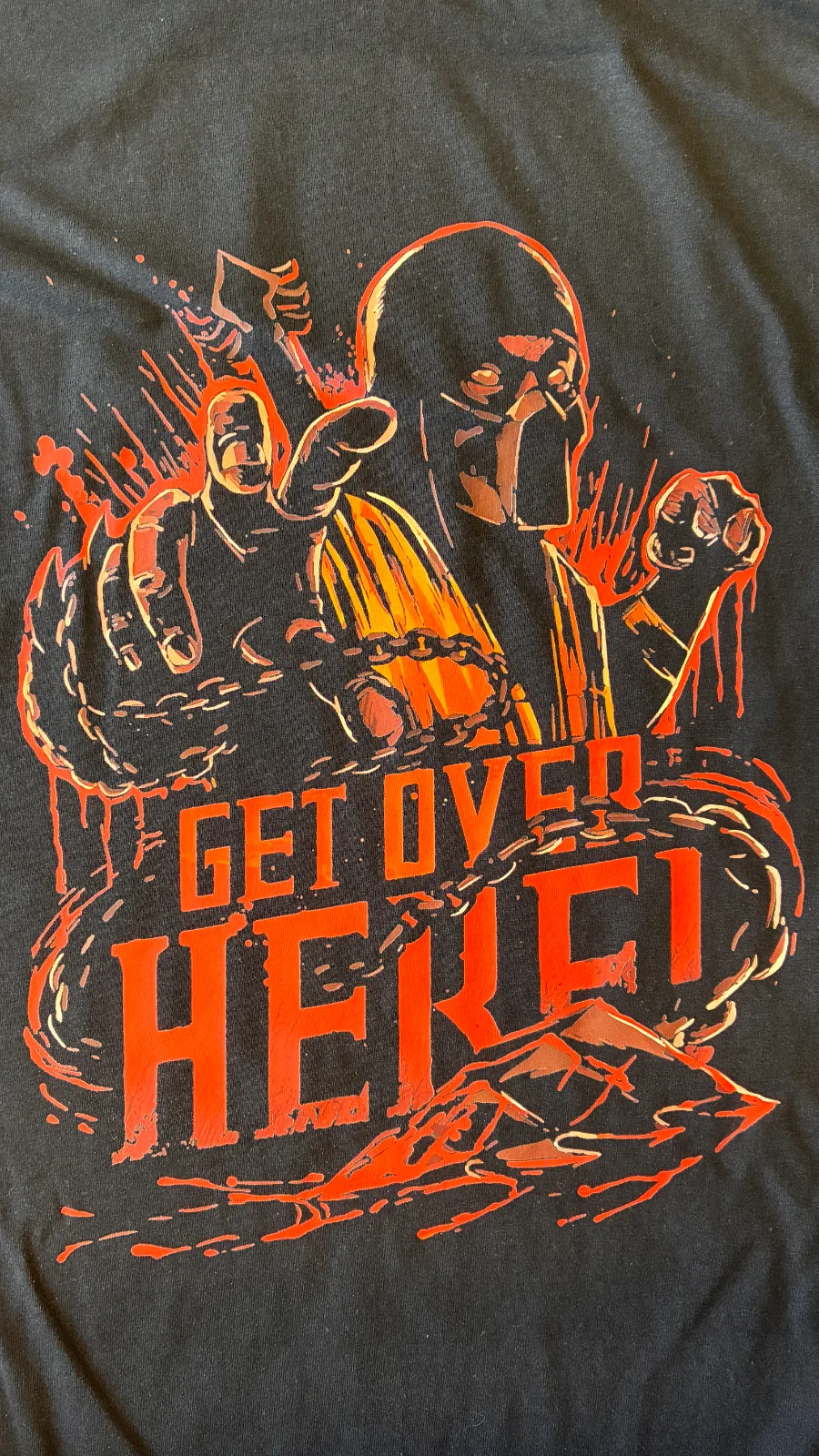 Mortal kombat Get over here 5XL-es fekete színű unisex póló 3