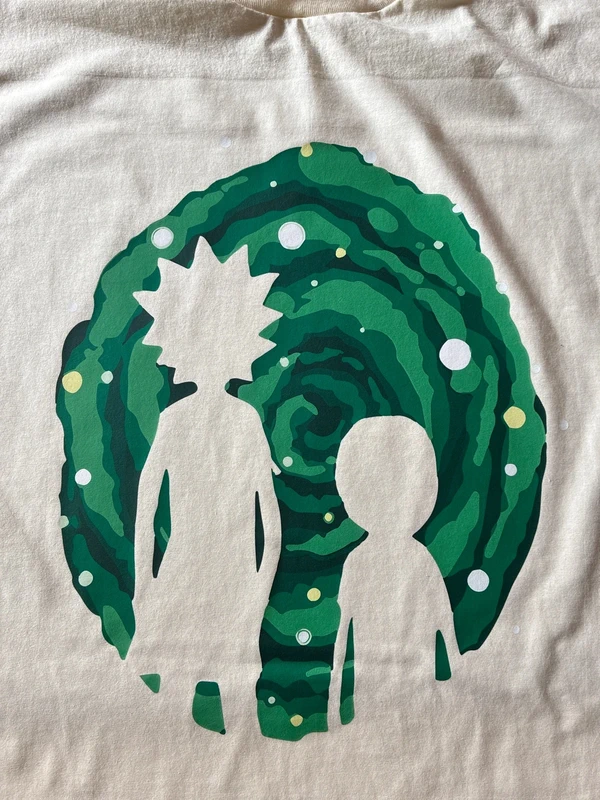 Rick and morty Portal silhuette L-es Off white színű unisex póló 1